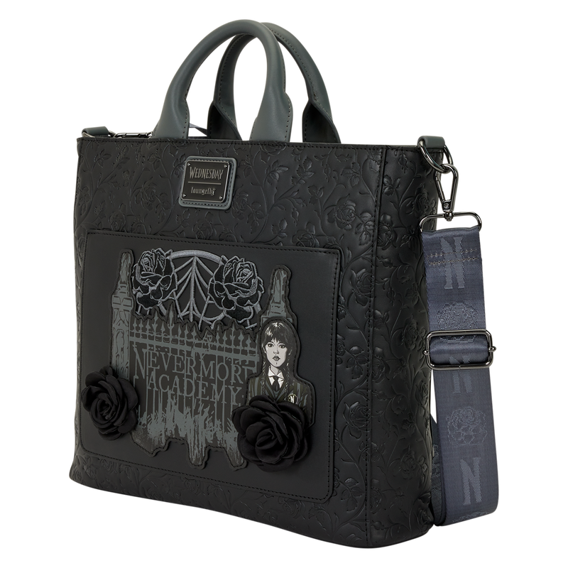 Wednesday Black Roses Convertible Backpack & Tote Crossbody Bag